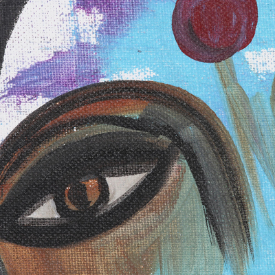 'Enchanting Eyes' - Expressionist Acrylic Portrait Painting on Canvas Board