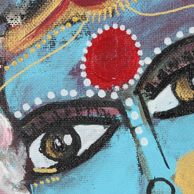 „Parvati als Braut“ – Göttin Parvati Acrylgemälde auf Leinwand