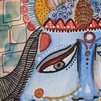 'Verliebtheit' - Signierte Aquarellmalerei auf handgeschöpftem Papier aus Indien