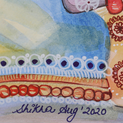 'Ewige Vereinigung' - Rama und Sita Aquarellmalerei auf handgeschöpftem Papier