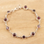 Garnet link bracelet, 'Geometry in Red' - Cabochon and Faceted Natural Garnet Link Bracelet thumbail
