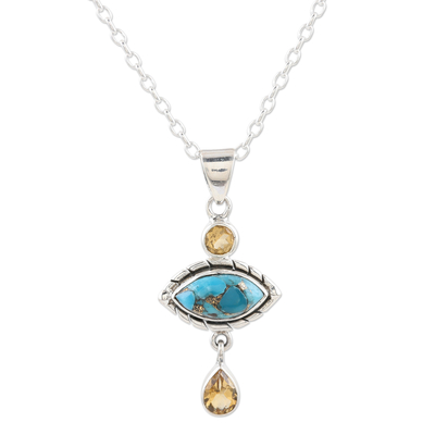 Composite Turquoise and Citrine Pendant Necklace