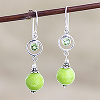 Handcrafted Agate and Peridot Dangle Earrings,'Summer Chill'