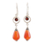 Carnelian and garnet dangle earrings, 'Fiery Fusion' - Artisan Crafted Carnelian and Garnet Dangle Earrings