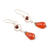 Carnelian and garnet dangle earrings, 'Fiery Fusion' - Artisan Crafted Carnelian and Garnet Dangle Earrings