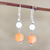 Agate and rainbow moonstone dangle earrings, 'Warm Light' - Hand Crafted Agate and Rainbow Moonstone Dangle Earrings