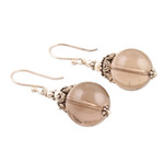 Smoky quartz and cultured freshwater pearl dangle earrings, 'Winter Evening' - Smoky Quartz and Cultured Freshwater Pearl Dangle Earrings