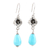 Agate dangle earrings, 'Blue Parasol' - Artisan Crafted Blue Agate Dangle Earrings from India