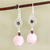 Agate and garnet dangle earrings, 'Bubblegum Pop' - Hand Made Agate and Garnet Dangle Earrings