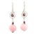 Agate and garnet dangle earrings, 'Bubblegum Pop' - Hand Made Agate and Garnet Dangle Earrings
