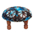 Upholstered ottoman foot stool, 'Flower Majesty' - TIe-Dyed Floral Ottoman with Wood Legs (image 2a) thumbail