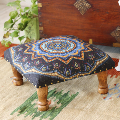 Upholstered ottoman foot stool, Floral Ignite