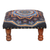 Upholstered ottoman foot stool, 'Floral Ignite' - Multicolored Mandala Motif Ottoman with Wood Legs (image 2a) thumbail