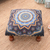 Upholstered ottoman foot stool, 'Floral Ignite' - Multicolored Mandala Motif Ottoman with Wood Legs (image 2b) thumbail