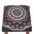 Upholstered ottoman foot stool, 'Floral Ignite' - Multicolored Mandala Motif Ottoman with Wood Legs (image 2d) thumbail