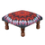 Upholstered ottoman foot stool, 'Heavenly Flower' - Multicolored Mandala Motif Ottoman with Wood Legs (image 2b) thumbail