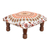 Upholstered ottoman foot stool, 'Mandala Grandeur in Orange' - Multicolored Mandala Motif Ottoman with Wood Legs