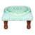 Upholstered ottoman foot stool, 'Green Magnificence' - Green Mandala Motif Ottoman with Wood Legs (image 2a) thumbail