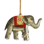 Curated gift set, 'Elephant Cheer' - 10 Elephant Ornaments & Christmas Stocking Curated Gift Set
