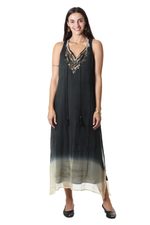 Beaded tie-dyed viscose sleeveless dress, 'Evening Glamour' - Tie-Dyed Viscose Sleeveless Sundress with Glass Bead Detail