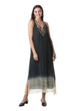 Beaded tie-dyed viscose sleeveless dress, 'Evening Glamour' - Tie-Dyed Viscose Sleeveless Sundress with Glass Bead Detail