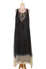 Beaded tie-dyed viscose sleeveless dress, 'Evening Glamour' - Tie-Dyed Viscose Sleeveless Sundress with Glass Bead Detail