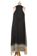 Beaded tie-dyed viscose sleeveless dress, 'Evening Glamour' - Tie-Dyed Viscose Sleeveless Sundress with Glass Bead Detail
