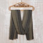 Wool shawl, 'North Side' - Hand Made Geometric Wool Shawl from India