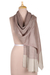 Wool and silk blend shawl, 'Starry Bliss in Russet' - Hand Made Woven Wool and Silk Shawl from India