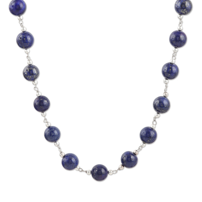 Lapis Lazuli and Sterling Silver Beaded Necklace