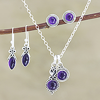 Amethyst Jewellery set, 'Passionate Purple' - Handmade Amethyst and Sterling Silver Jewellery Set