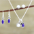 Conjunto de joyas de perlas cultivadas y lapislázuli - Conjunto de joyería hecho a mano con perlas cultivadas y lapislázuli