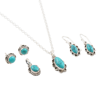 Sterling silver jewelry set, 'Inner Calm' - Hand Crafted Sterling Silver Jewelry Set from India