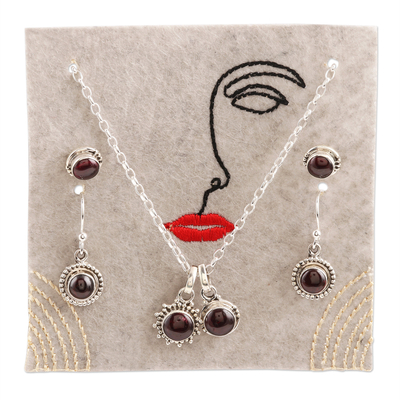 Hand Made Garnet and Sterling Silver Jewelry Set