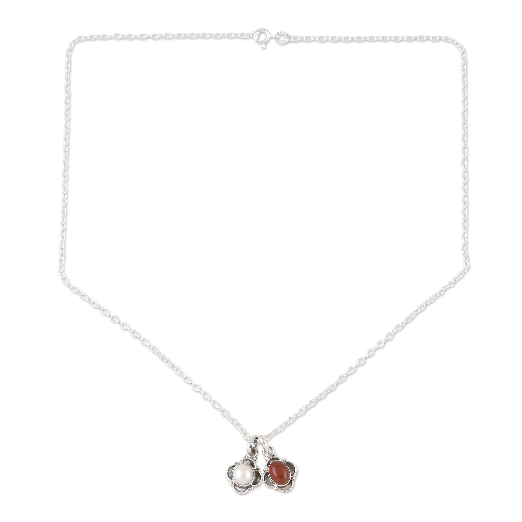 Hand Crafted Carnelian and Cultured Pearl Jewelry Set - Gorgeous ...