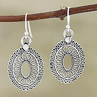 Hand Crafted Sterling Silver Dangle Earrings from India,'Learning Curve'