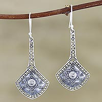 Sterling silver dangle earrings, 'First Star' - Artisan Crafted Sterling Silver Dangle Earrings from India