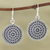 Sterling silver dangle earrings, 'Concentric Circles' - Hand Crafted Sterling Silver Dangle Earrings from India (image 2) thumbail