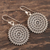 Sterling silver dangle earrings, 'Concentric Circles' - Hand Crafted Sterling Silver Dangle Earrings from India (image 2b) thumbail