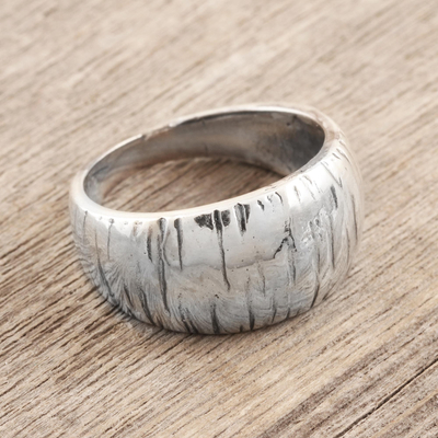 Sterling silver domed ring, 'Vaulted' - Hand Crafted Sterling Silver Domed Ring