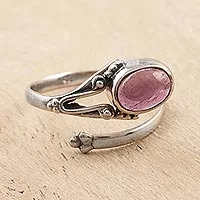 Amethyst wrap ring, 'Summer Berries' - Hand Made Amethyst and Sterling Silver Wrap Ring