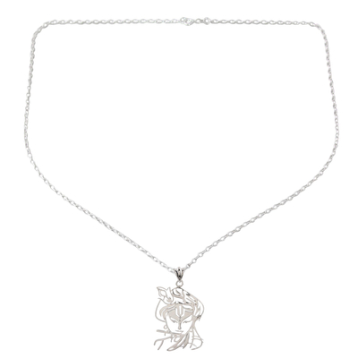 Halskette mit Anhänger aus Sterlingsilber - Handgefertigte Halskette mit Krishna-Anhänger aus Sterlingsilber