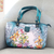 Hand painted leather shoulder bag, 'Floral Enigma' - Artisan Crafted Floral-Themed Leather Shoulder Bag thumbail