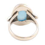 Chalcedony cocktail ring, 'Blue Oracle' - Hand Crafted Chalcedony Cocktail Ring