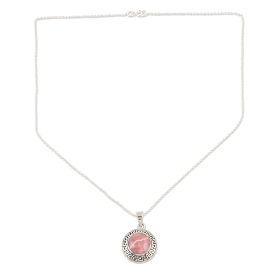 Halskette mit Rhodochrosit-Anhänger - Halskette mit Anhänger aus Sterlingsilber und rosa Rhodochrosit