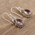 Amethyst dangle earrings, 'Dazzling Drop' - Hand Made Amethyst and Sterling Silver Dangle Earrings