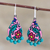 Ceramic dangle earrings, 'Hibiscus Trail' - Handmade Ceramic Floral Dangle Earrings from India thumbail