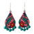 Ceramic dangle earrings, 'Hibiscus Trail' - Handmade Ceramic Floral Dangle Earrings from India (image 2a) thumbail