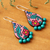Ceramic dangle earrings, 'Hibiscus Trail' - Handmade Ceramic Floral Dangle Earrings from India (image 2b) thumbail