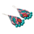 Ceramic dangle earrings, 'Hibiscus Trail' - Handmade Ceramic Floral Dangle Earrings from India (image 2c) thumbail